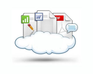 cloud file sharing icon files floating on cloud